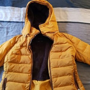 Girls Zara Yellow Winter Puffer Jacket